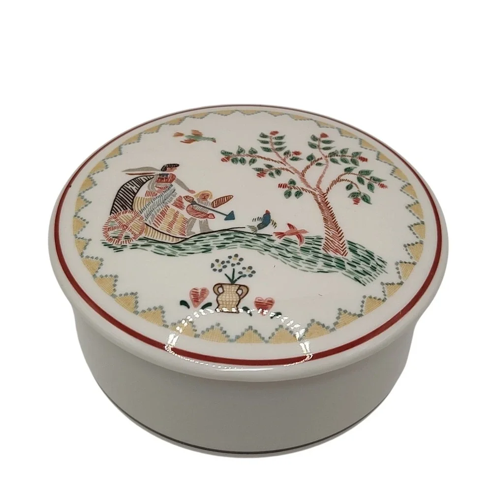Villeroy and Boch American Sampler Trinket Box with Lid Vintage 1980s Luxembourg